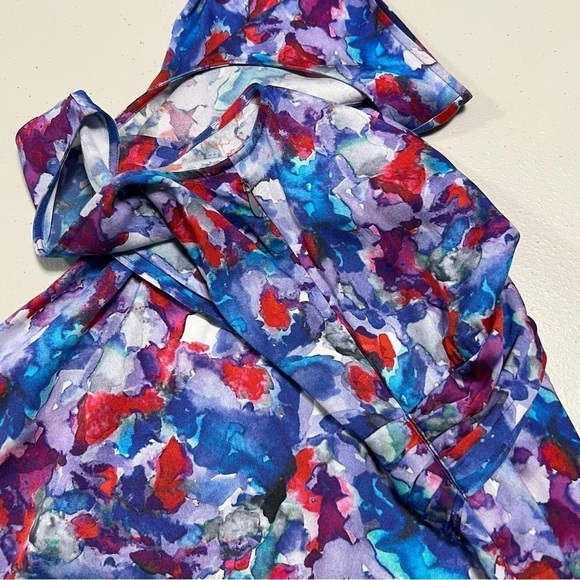 Theory Harida Perplexing Print Silk Watercolor Sleeveless Dress - Picture 5 of 11